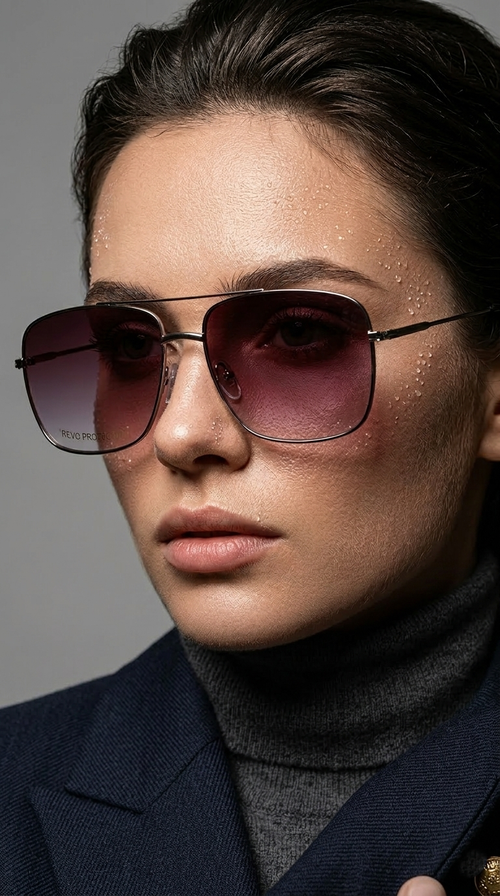 Classic Metal Aviator Square Sunglasses – Gradient Red Lens, Lightweight Frame