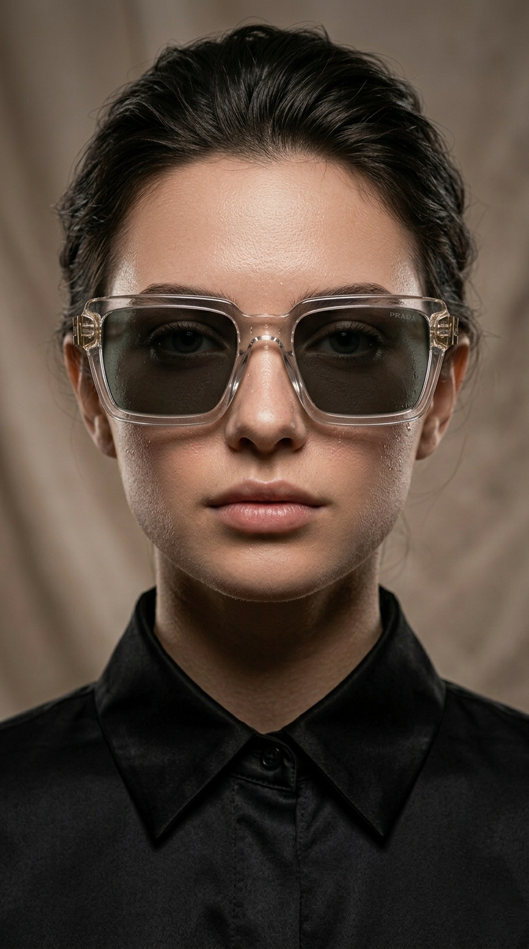 Clear Frame Square Sunglasses with Black Gradient Lens – Premium Transparent Eyewear