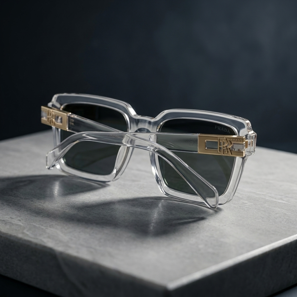 Clear Frame Square Sunglasses with Black Gradient Lens – Premium Transparent Eyewear