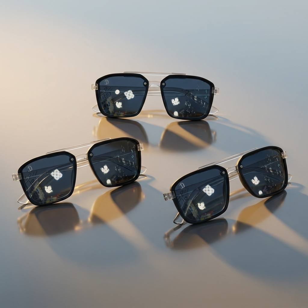 Ice Blue Square Aviator Sunglasses – Transparent Frame UV Shades