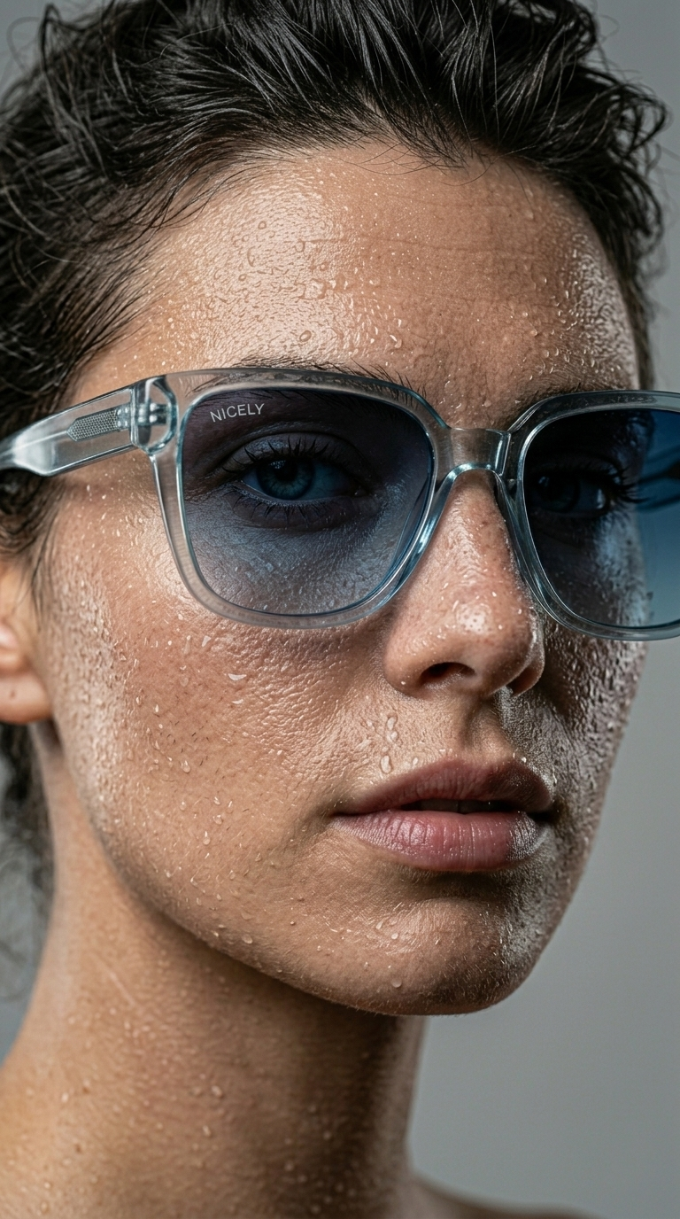 Crystal Clear Oversized Square Sunglasses – Ice Blue Tint Lens