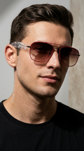 Bold Red Square Aviator Sunglasses – Metal Frame, Gradient Lens UV Protection
