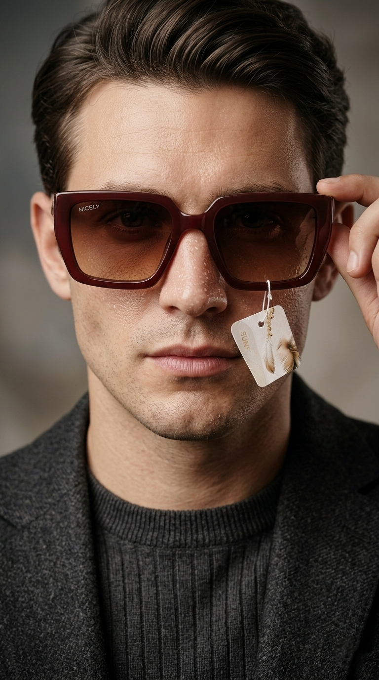 Luxury Burgundy Oversized Square Sunglasses – Gradient Brown Lens