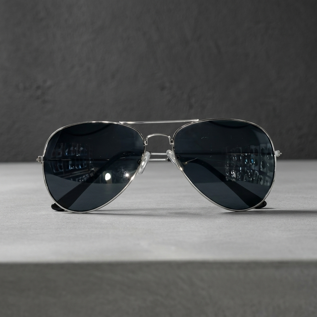 Classic Black Aviator Sunglasses – Silver Frame UV Protection Shades