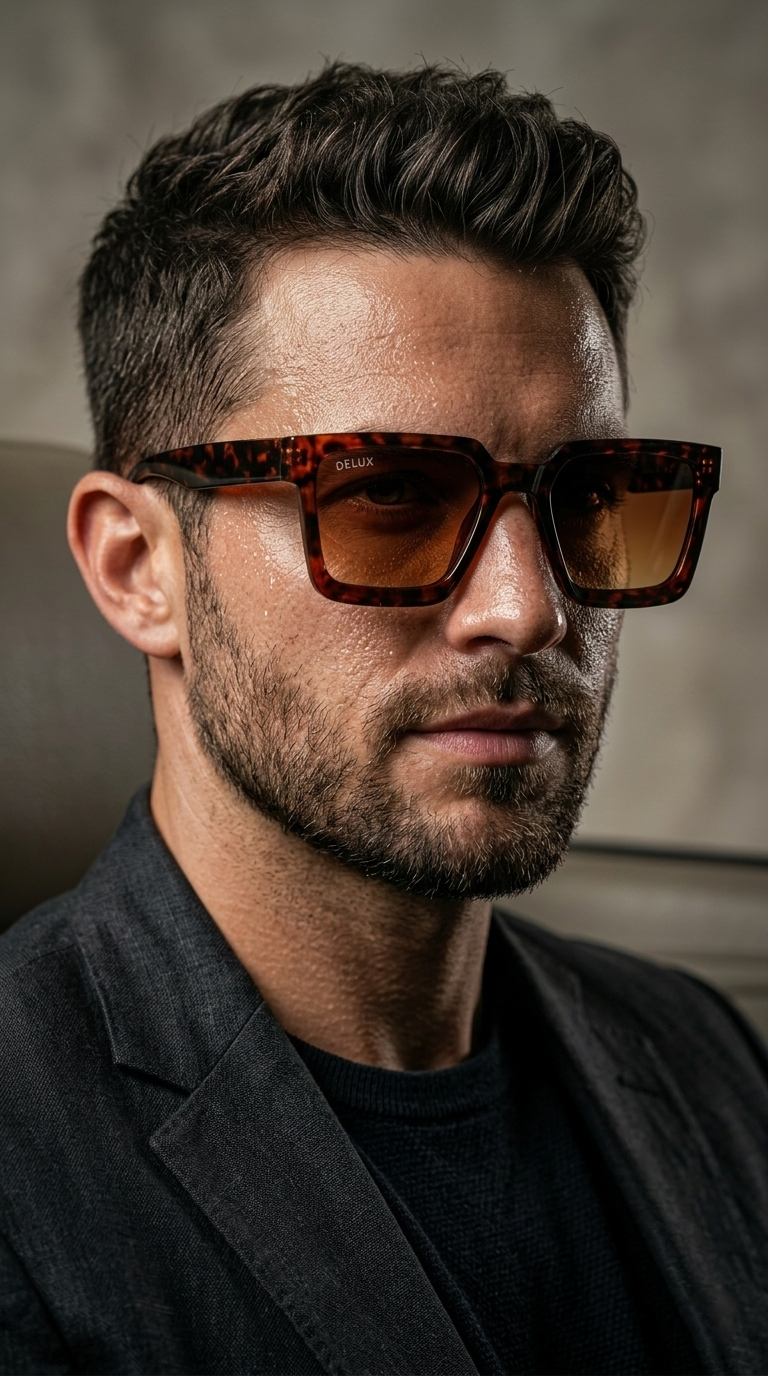 Delux Tortoiseshell Square Sunglasses – Gradient UV Protection Shades