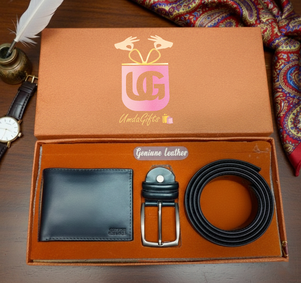 Premium 3-Piece Men’s Leather Gift Set – Wallet & Belt Gift Box