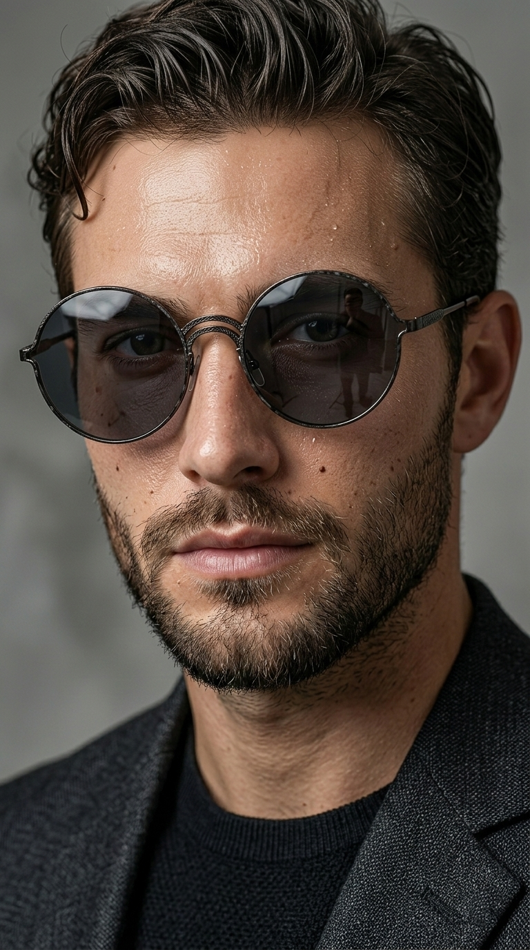 Vintage Round Black Metal Frame Sunglasses