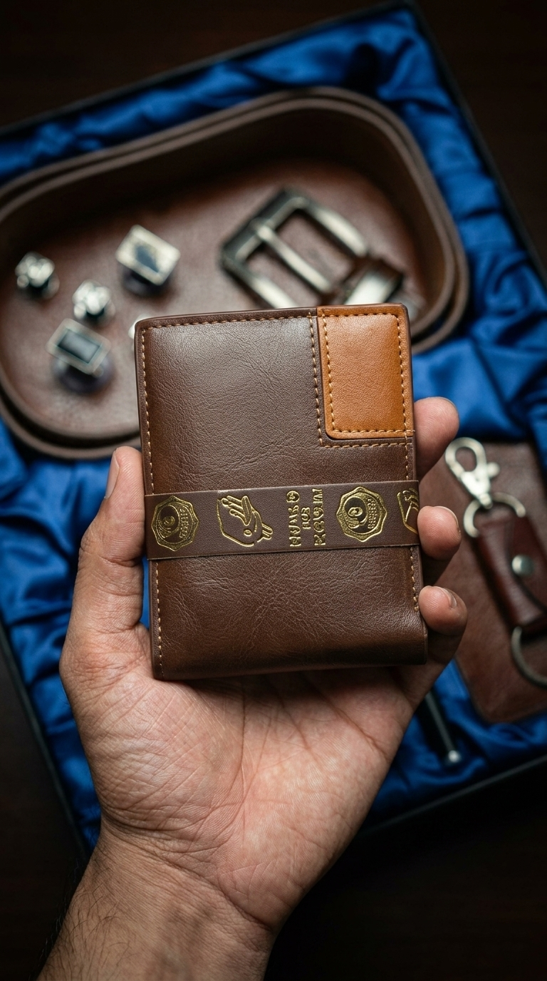 Premium Men’s Luxury Gift Set – Wallet, Belt, Pen, Cufflinks & Keychain (5-Piece Set)