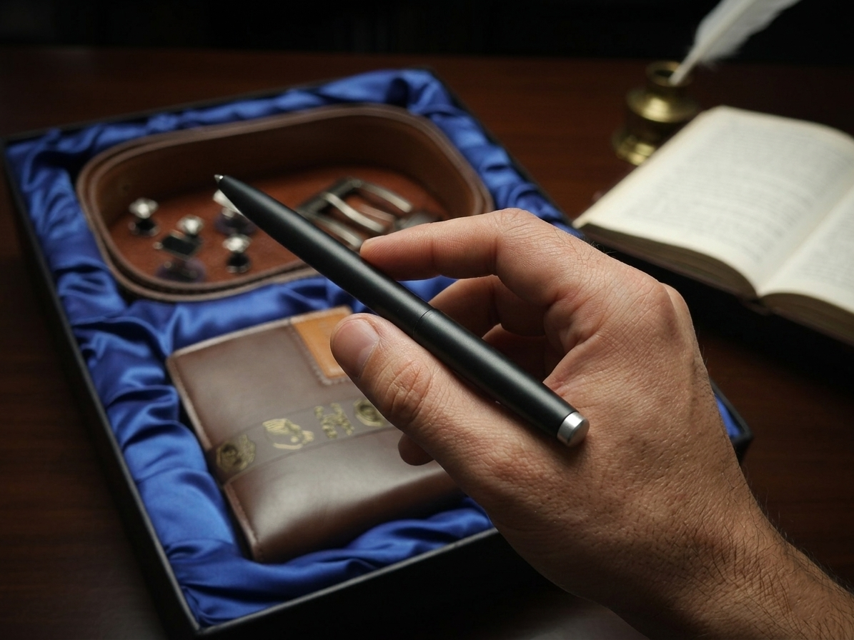 Premium Men’s Luxury Gift Set – Wallet, Belt, Pen, Cufflinks & Keychain (5-Piece Set)