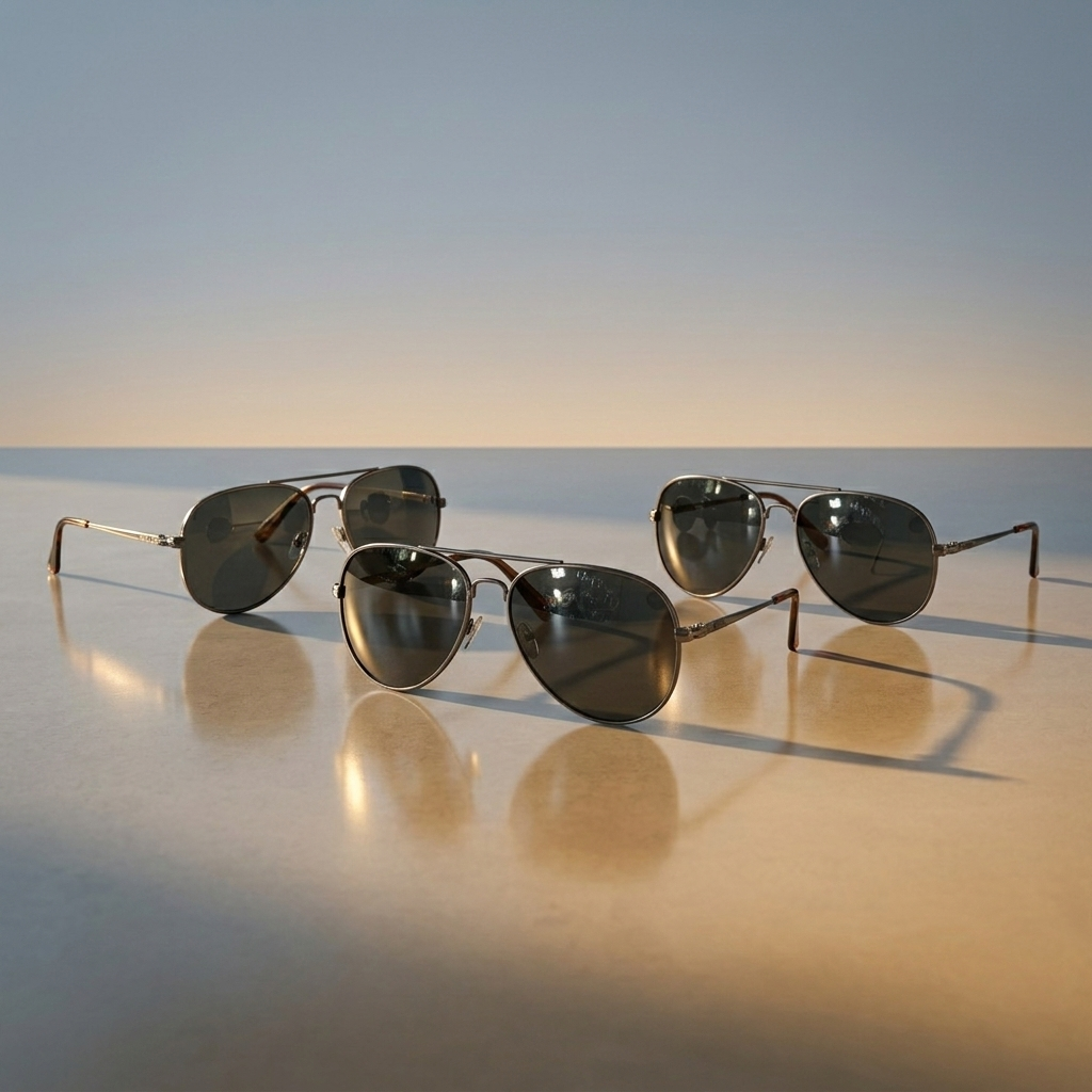 Matte Silver Aviator Sunglasses – Dark Lens UV Protection Shades