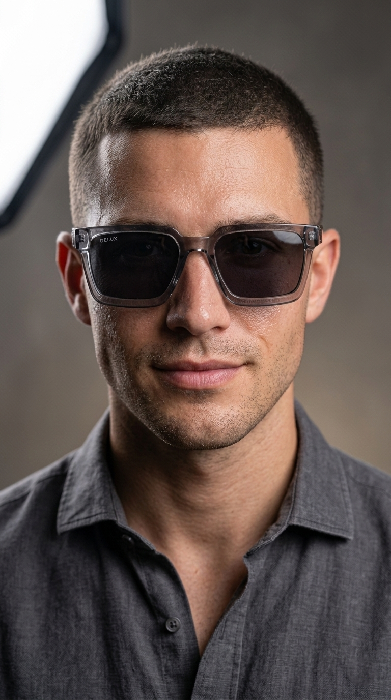 Delux Transparent Frame Square Sunglasses – Smoke Black Lens