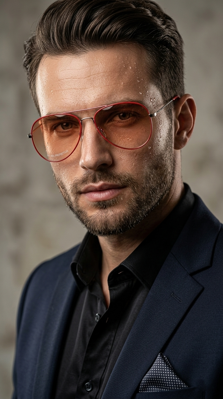 Red Classic Aviator Sunglasses – Lightweight Metal Frame UV Shades