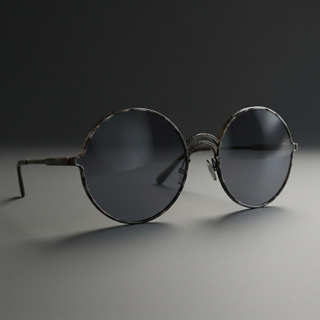 Vintage Round Black Metal Frame Sunglasses