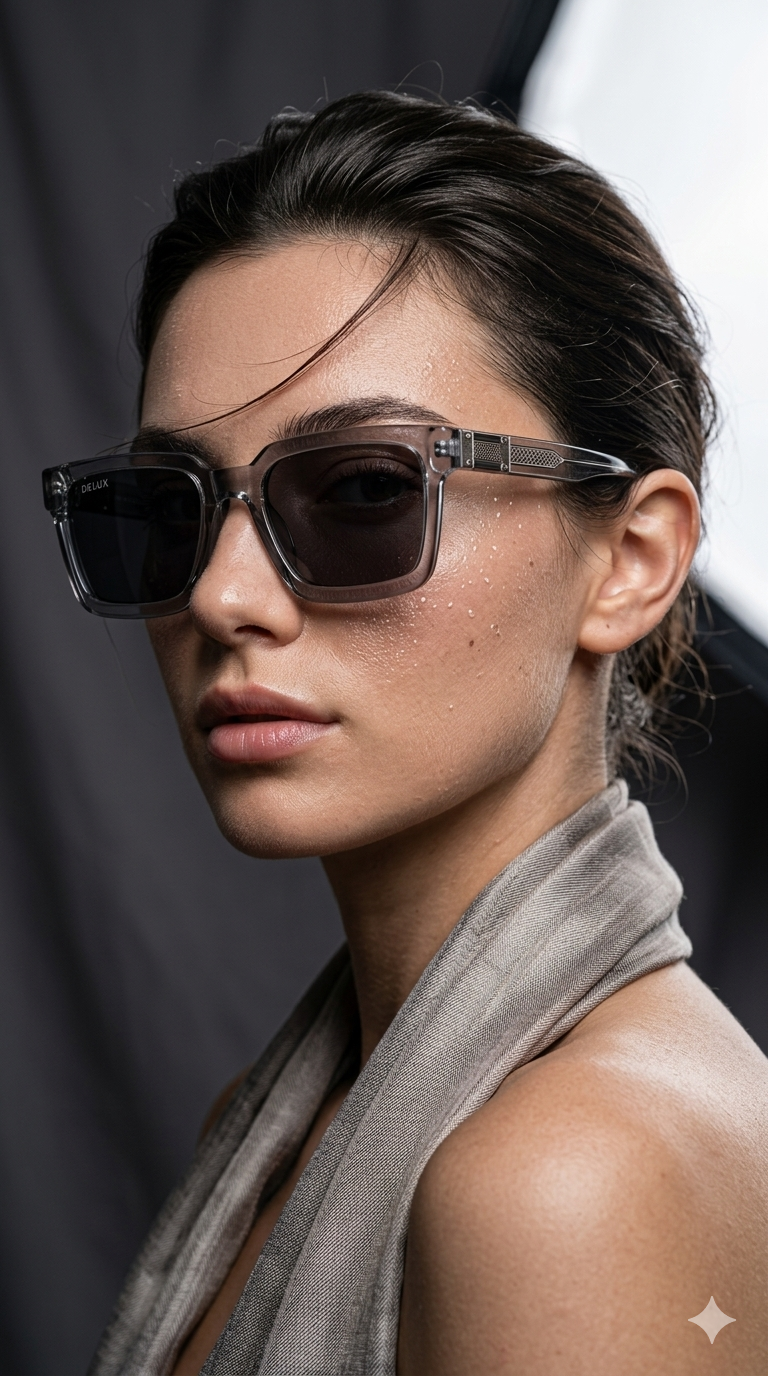 Delux Transparent Frame Square Sunglasses – Smoke Black Lens