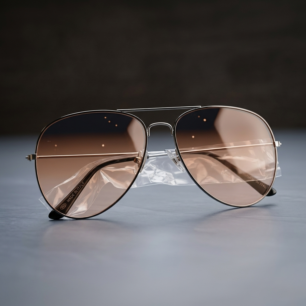 Rose Gold Aviator Sunglasses – Gradient Brown Lens UV Shades