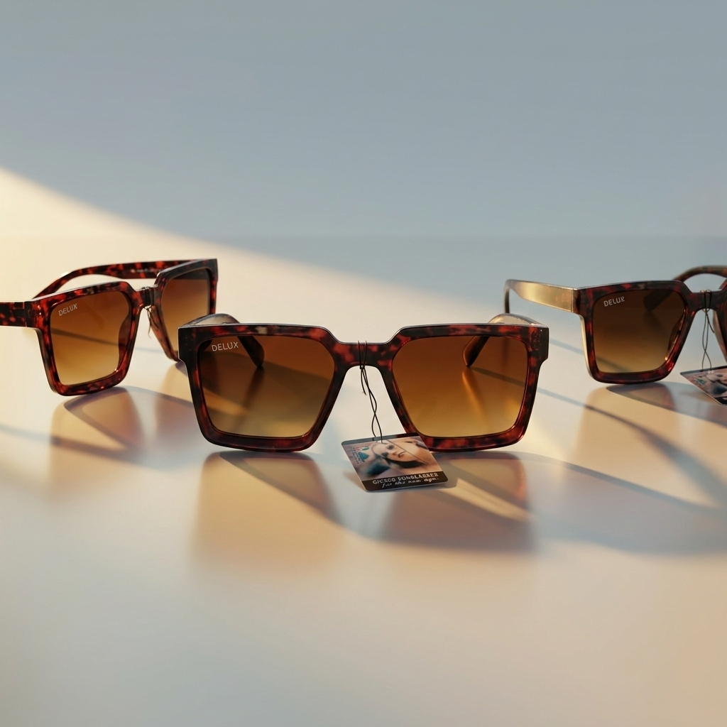 Delux Tortoiseshell Square Sunglasses – Gradient UV Protection Shades