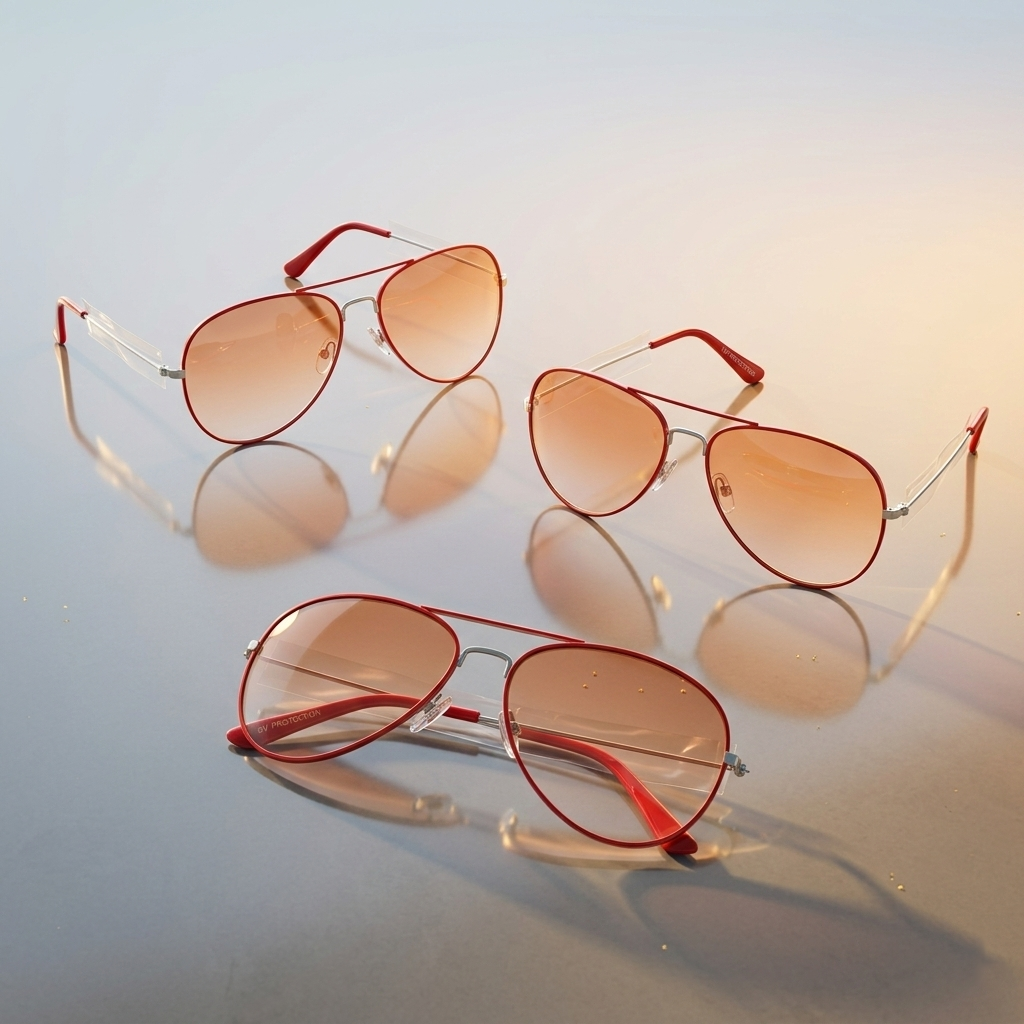 Red Classic Aviator Sunglasses – Lightweight Metal Frame UV Shades