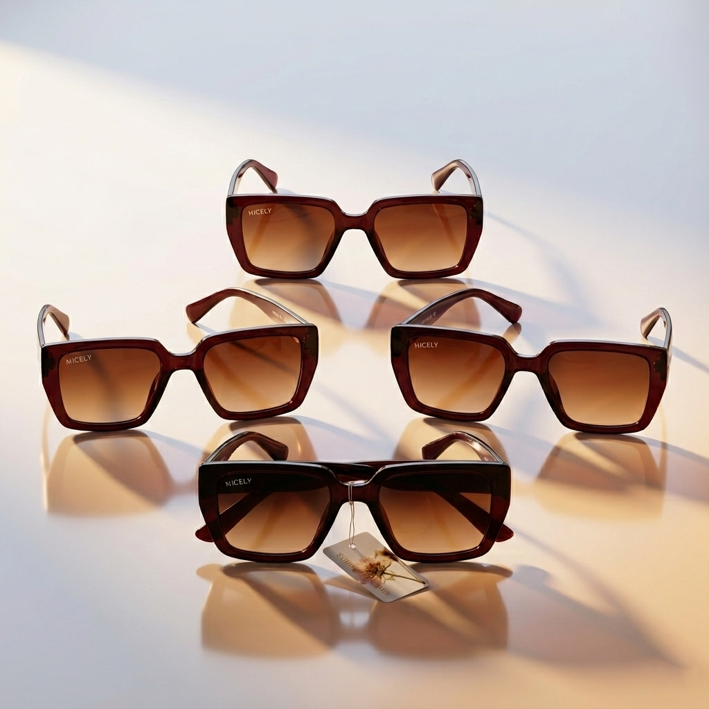 Luxury Burgundy Oversized Square Sunglasses – Gradient Brown Lens