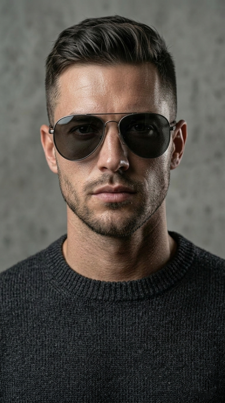 Matte Silver Aviator Sunglasses – Dark Lens UV Protection Shades