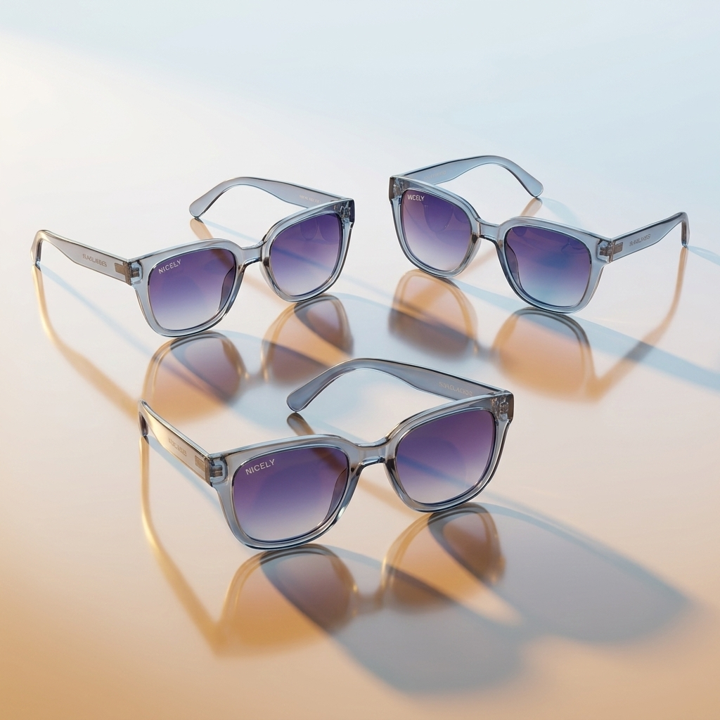 Crystal Clear Oversized Square Sunglasses – Ice Blue Tint Lens