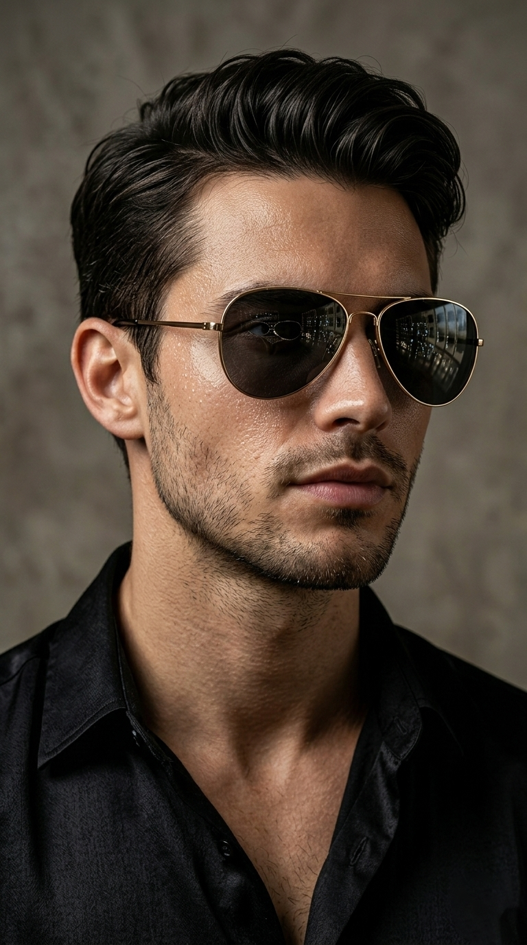 Classic Black Aviator Sunglasses – Silver Frame UV Protection Shades
