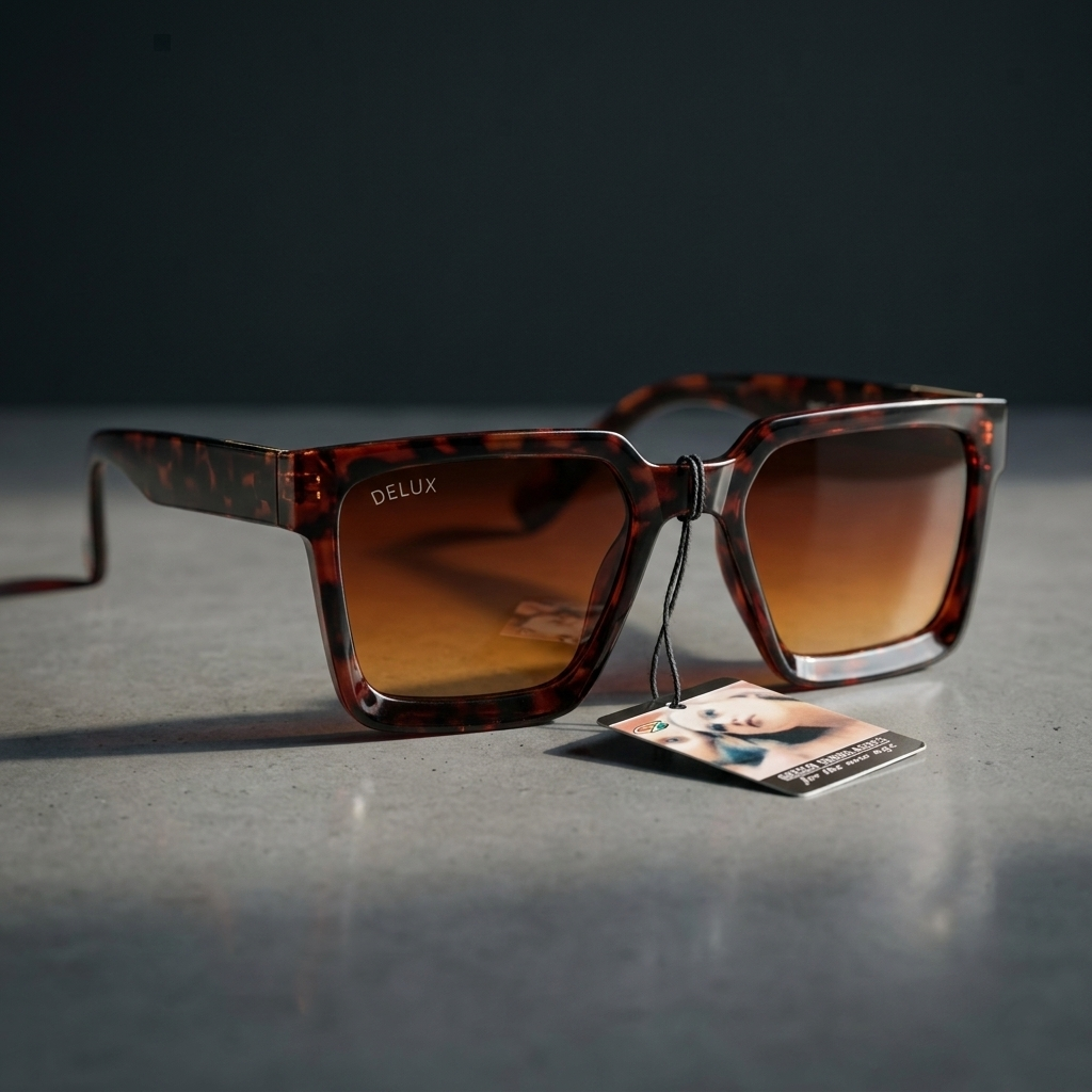 Delux Tortoiseshell Square Sunglasses – Gradient UV Protection Shades
