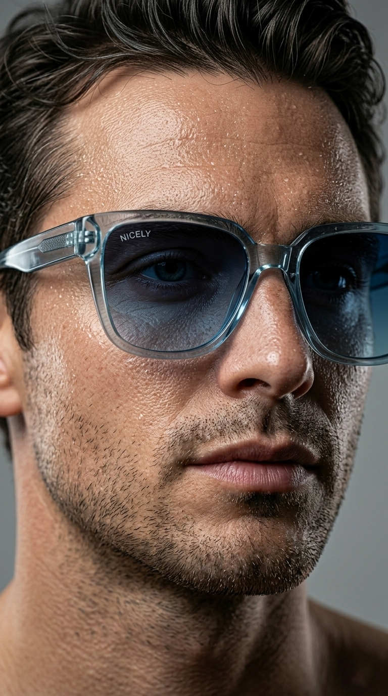 Crystal Clear Oversized Square Sunglasses – Ice Blue Tint Lens