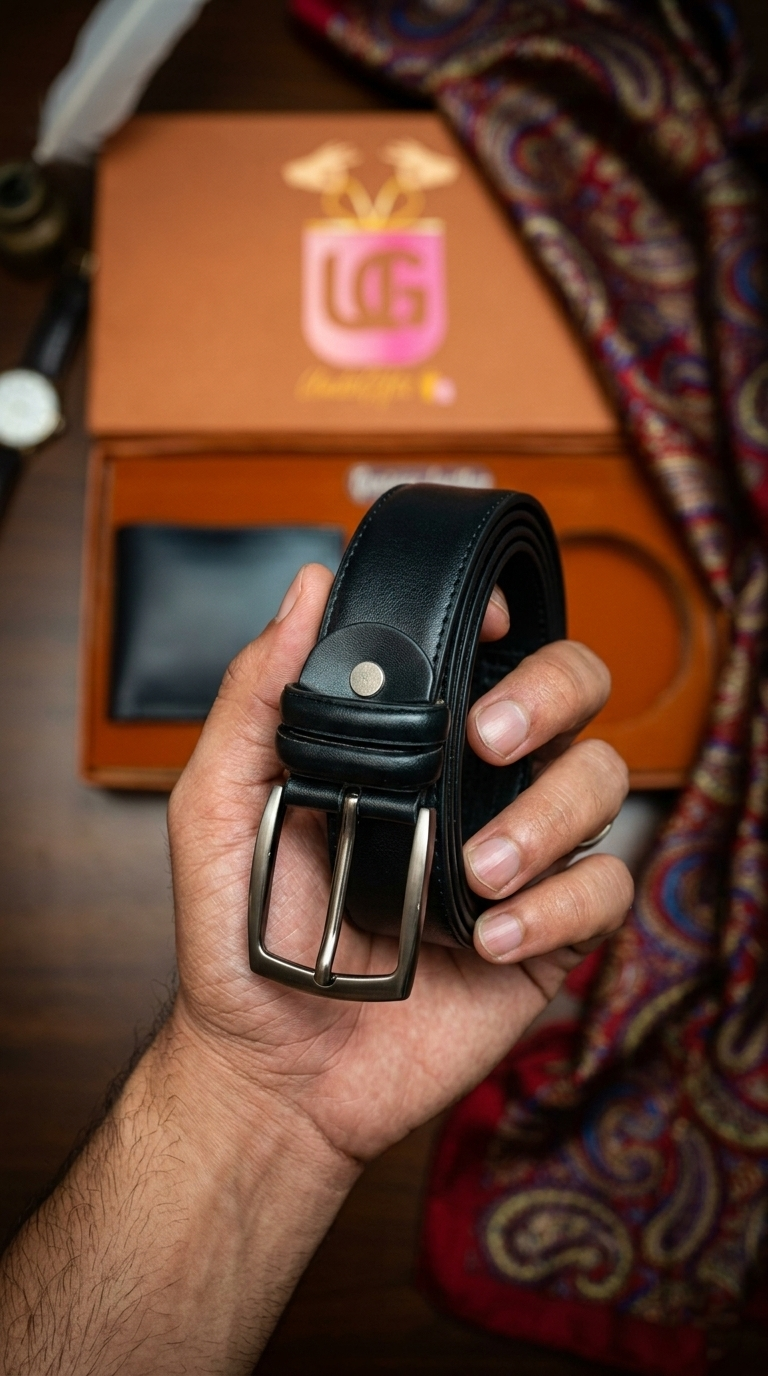 Premium 3-Piece Men’s Leather Gift Set – Wallet & Belt Gift Box