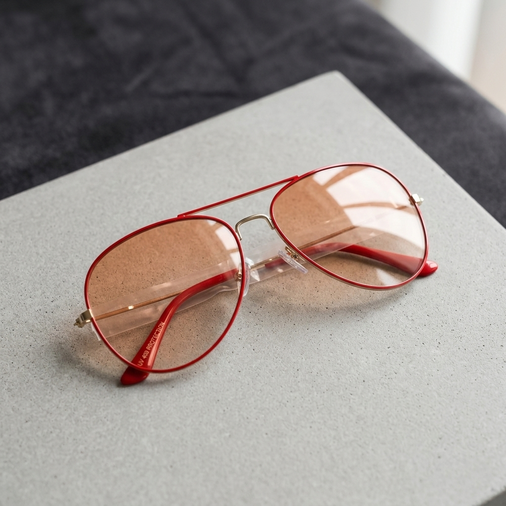 Red Classic Aviator Sunglasses – Lightweight Metal Frame UV Shades