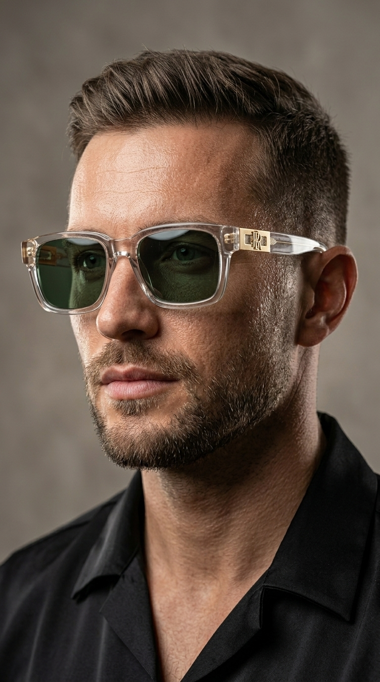 Clear Frame Square Sunglasses with Black Gradient Lens – Premium Transparent Eyewear