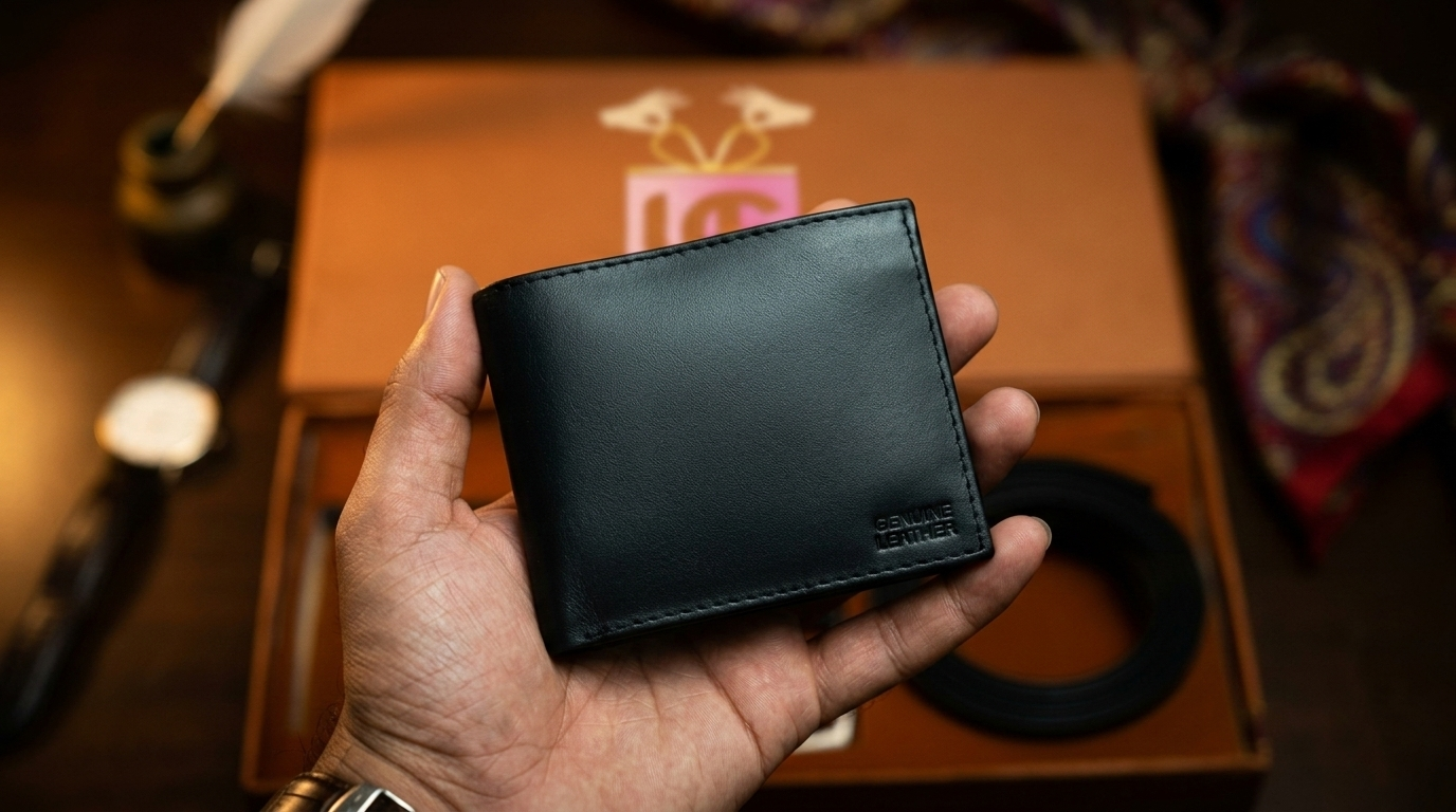 Premium 3-Piece Men’s Leather Gift Set – Wallet & Belt Gift Box