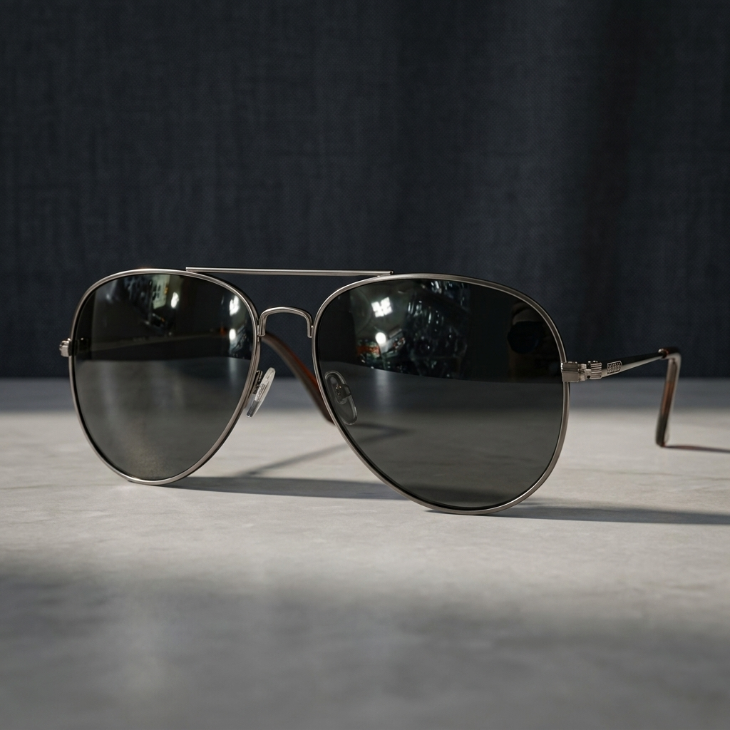 Matte Silver Aviator Sunglasses – Dark Lens UV Protection Shades