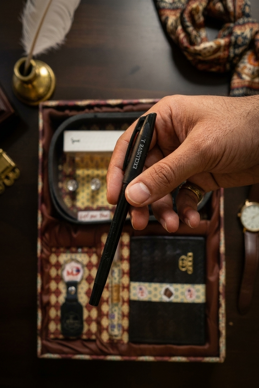 Luxury Men’s Gift Set – Wallet, Perfume, Pen, Cufflinks & Keychain (Premium 6-Piece Box)