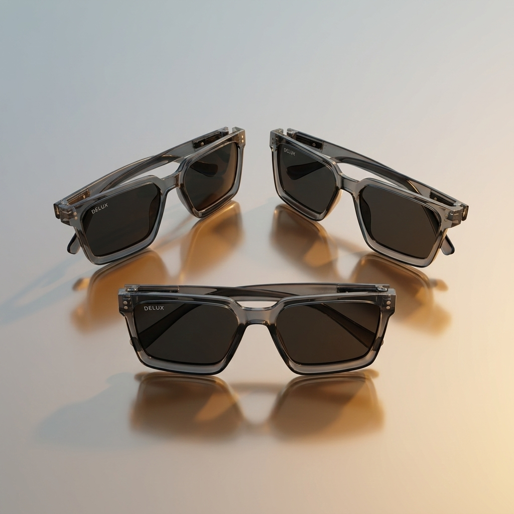 Delux Transparent Frame Square Sunglasses – Smoke Black Lens