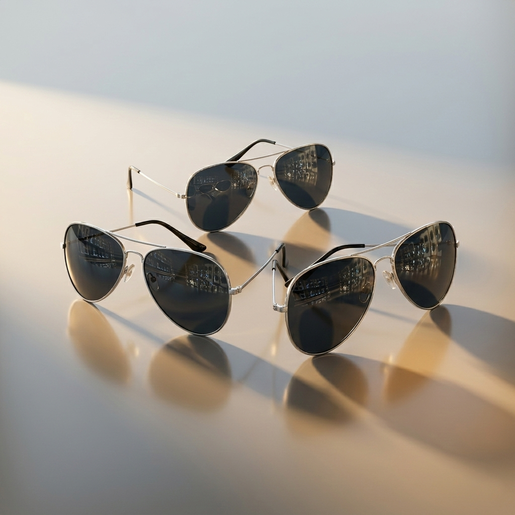 Classic Black Aviator Sunglasses – Silver Frame UV Protection Shades