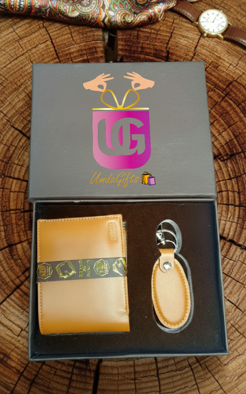 Premium Leather Wallet & Keychain Gift Set