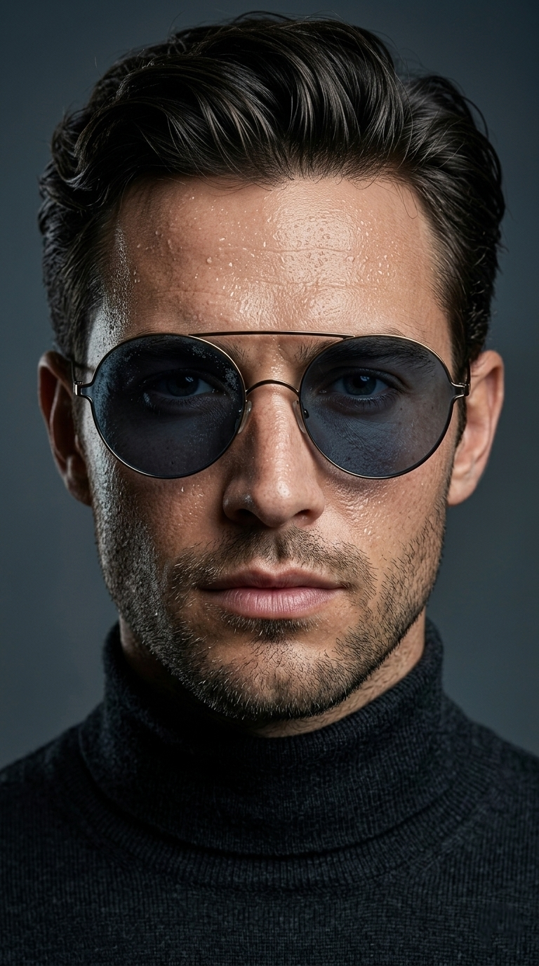 Classic Round Metal Sunglasses – Blue Tint Lens UV Protection