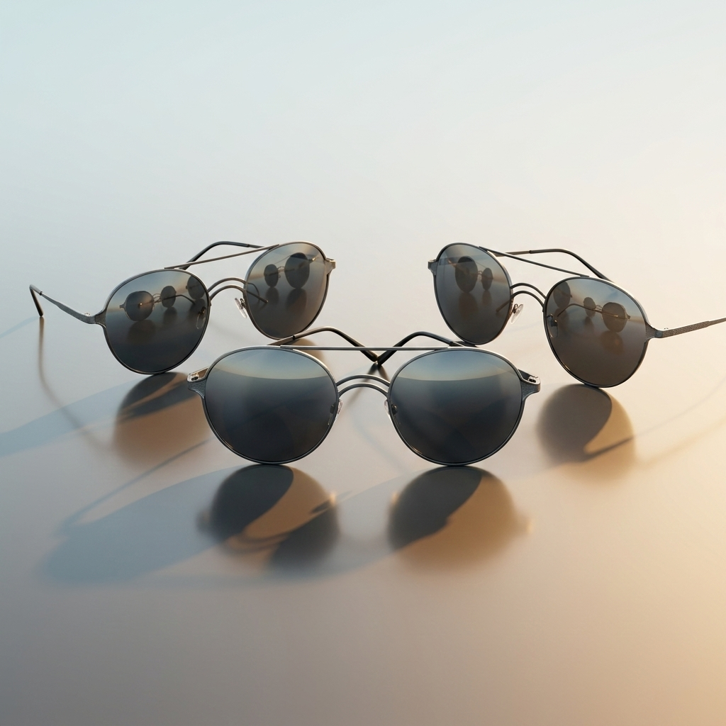 Vintage Round Black Metal Frame Sunglasses