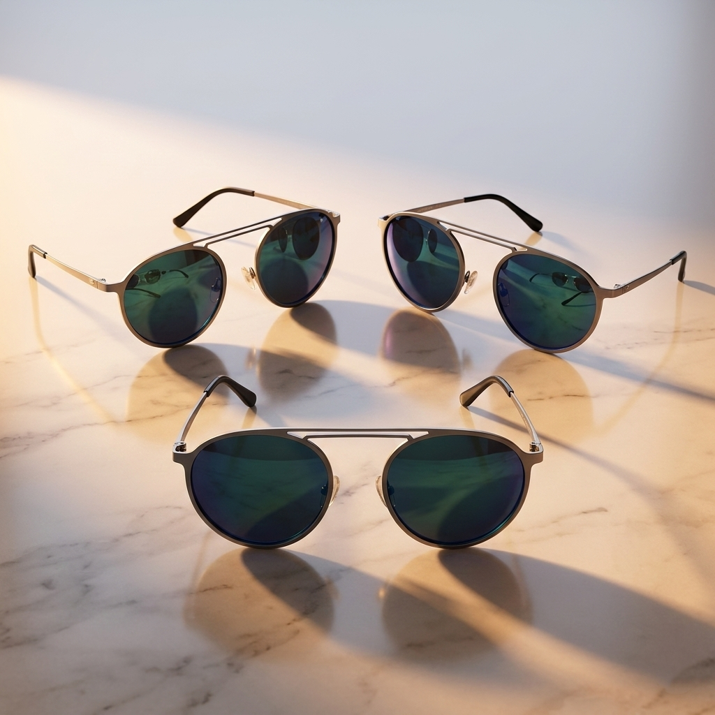 Modern Round Metal Frame Mirrored Sunglasses – UV Protection