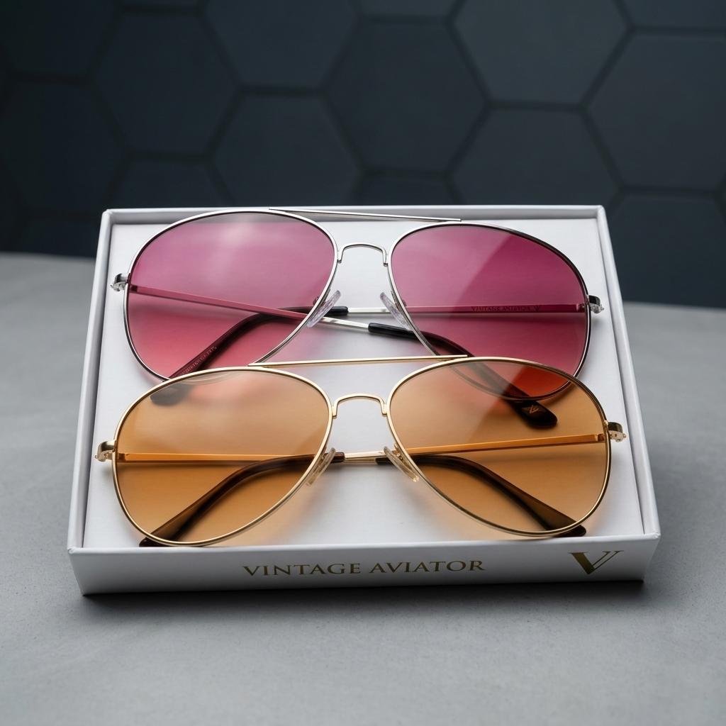 Rose Tint Aviator Sunglasses – Red Gradient Lens UV Shades